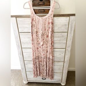 Olivaceous Pink Floral Midi Dress. Size Medium.